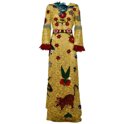 gucci yellow lace dress|lace gucci mid length dress.